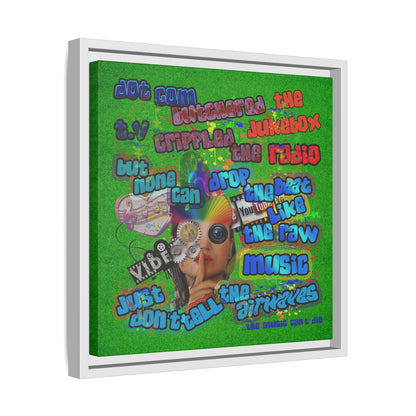 drop the beat - framed canvas art (green turf)