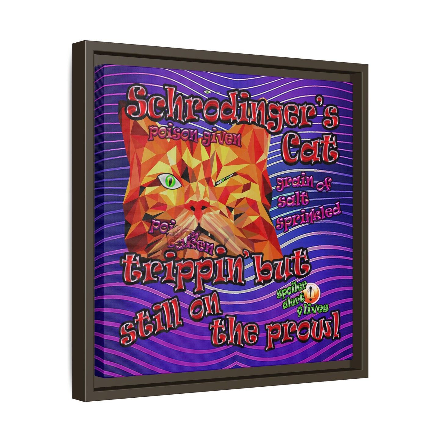 schrodinger's cat - framed canvas art (purple wave)
