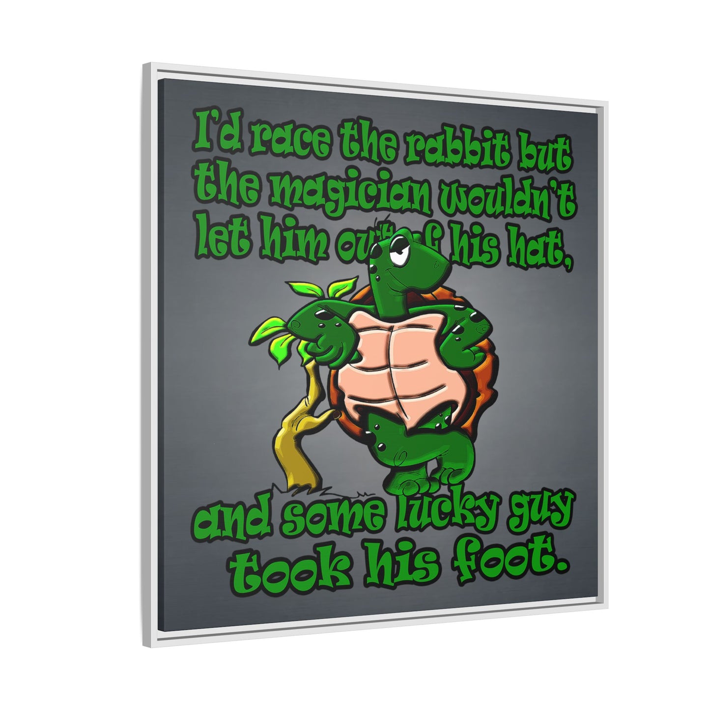 turtle race - framed canvas art (grey-light grey)