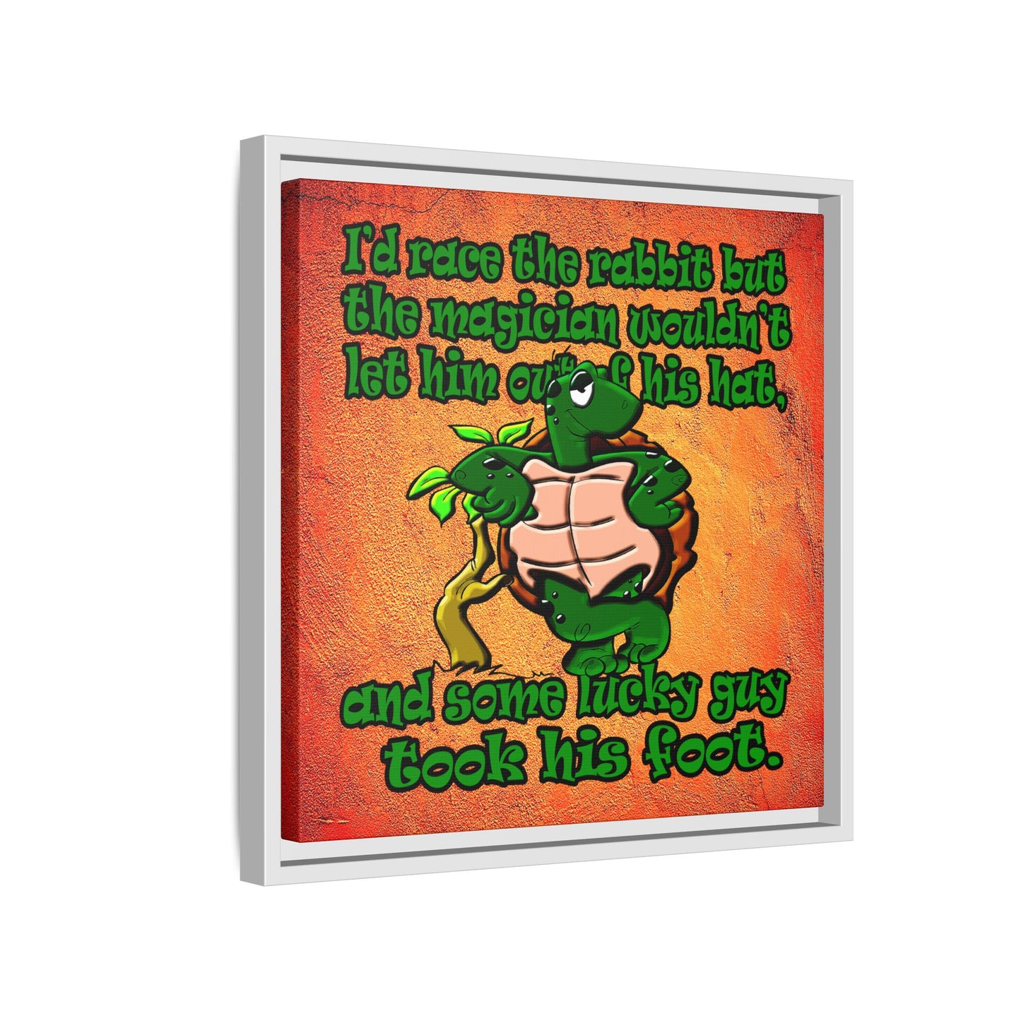 turtle race - framed canvas art (burnt orange)