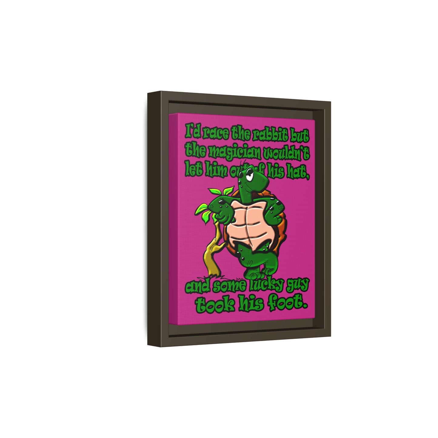 turtle race - framed canvas art (pink)