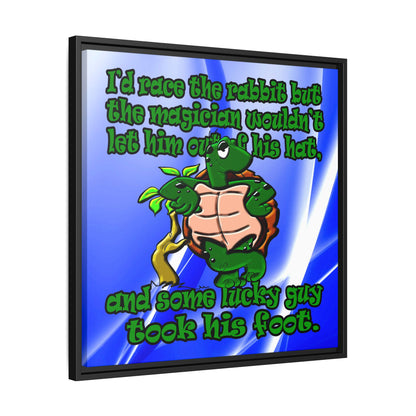 turtle race - framed canvas art (blue-white wave)