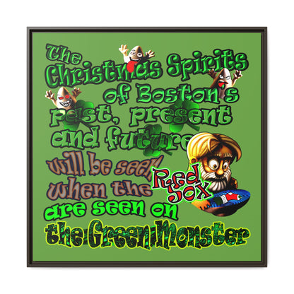 christmas spirits of boston - framed canvas art (green)