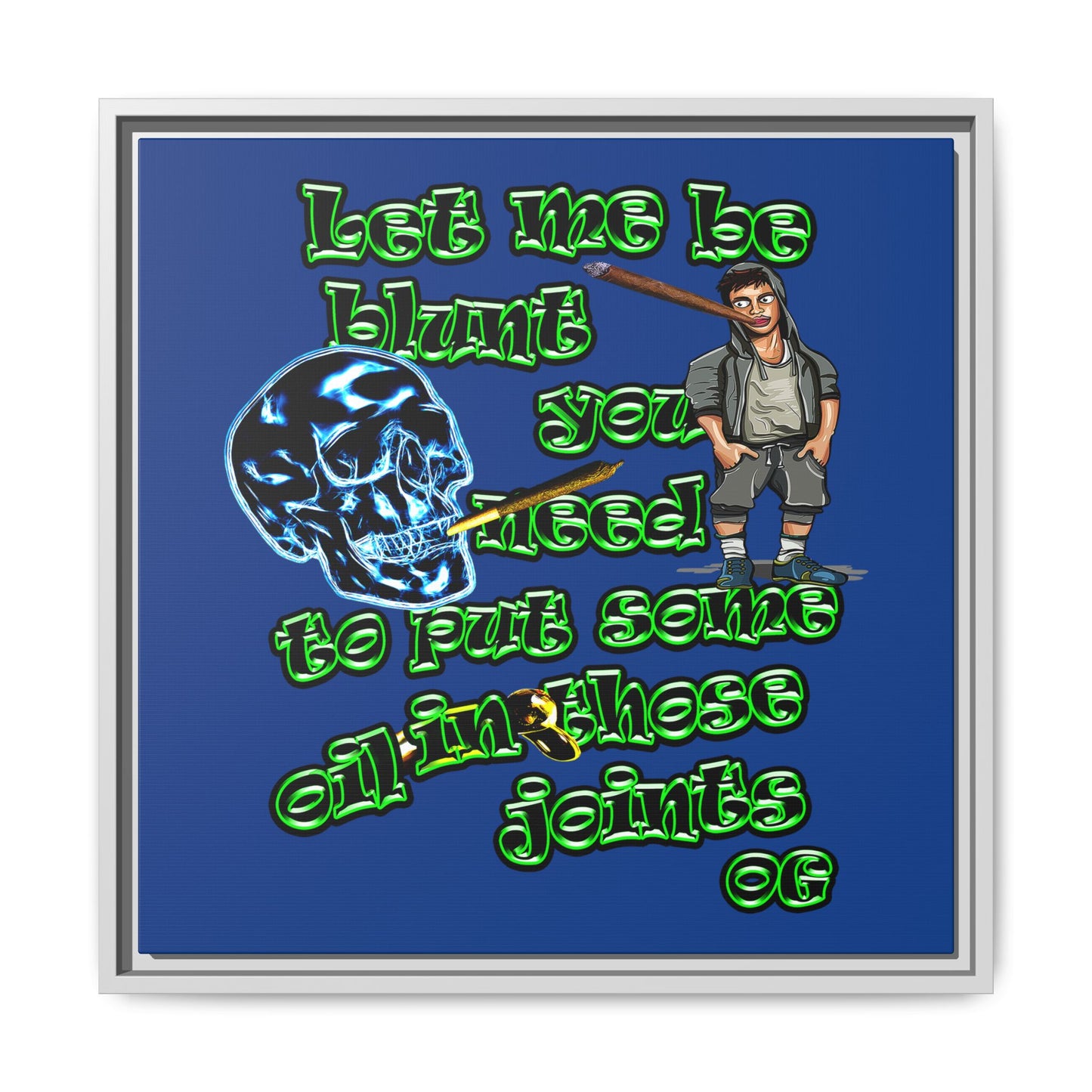 og - framed canvas art (dark blue)