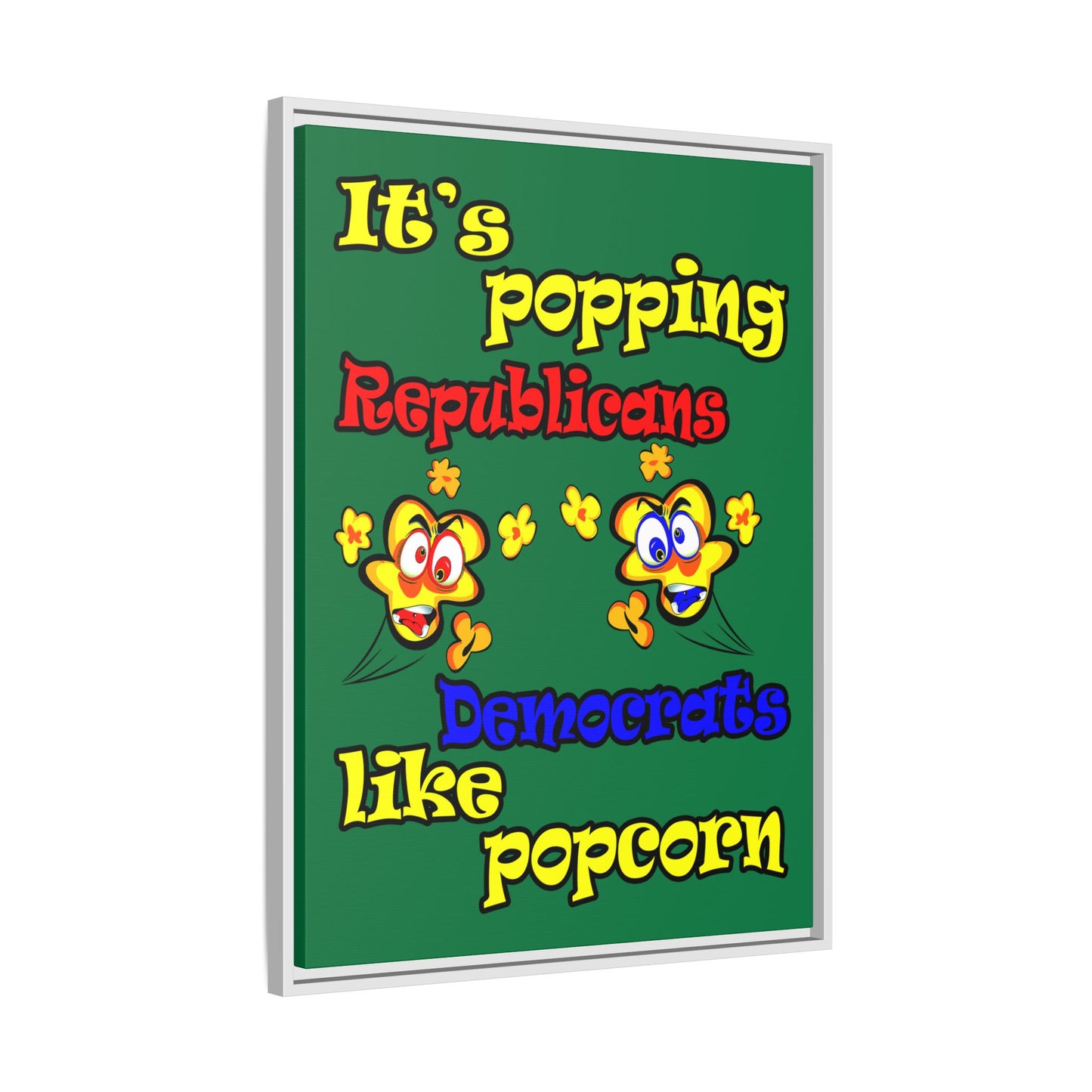 popping like popcorn - framed canvas art (dark green)