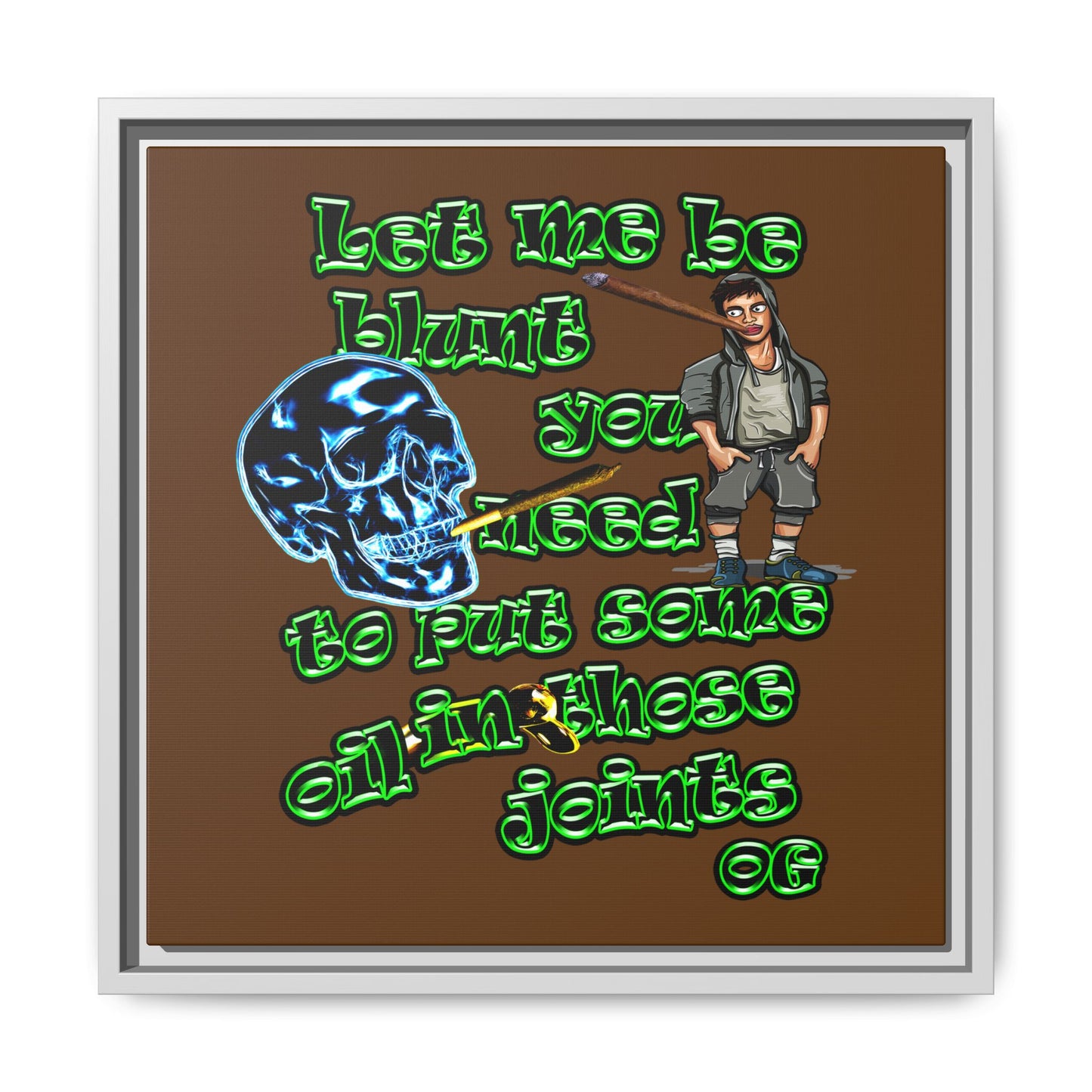 og - framed canvas art (brown)