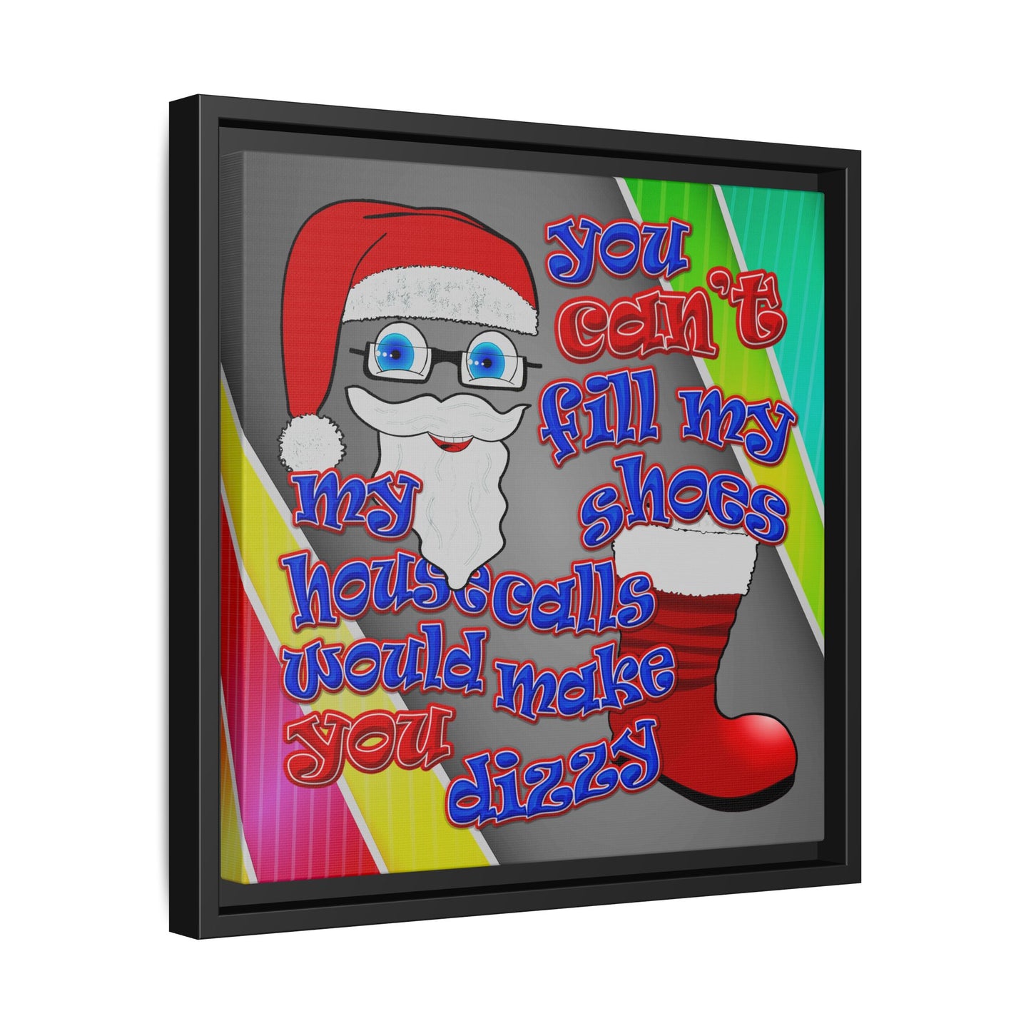 santa's shoes - framed canvas art (rainbow split)