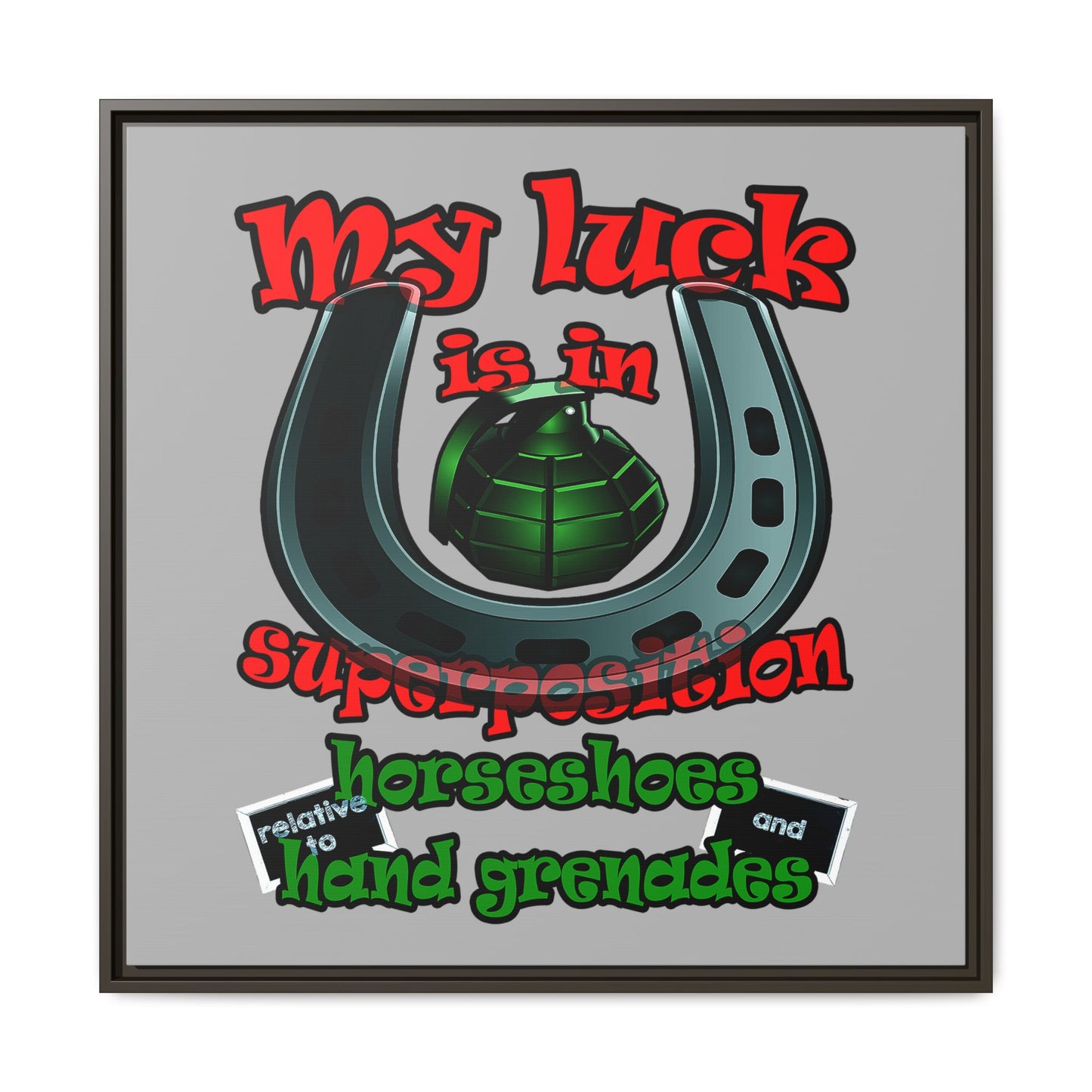 my luck - framed canvas art (light grey)