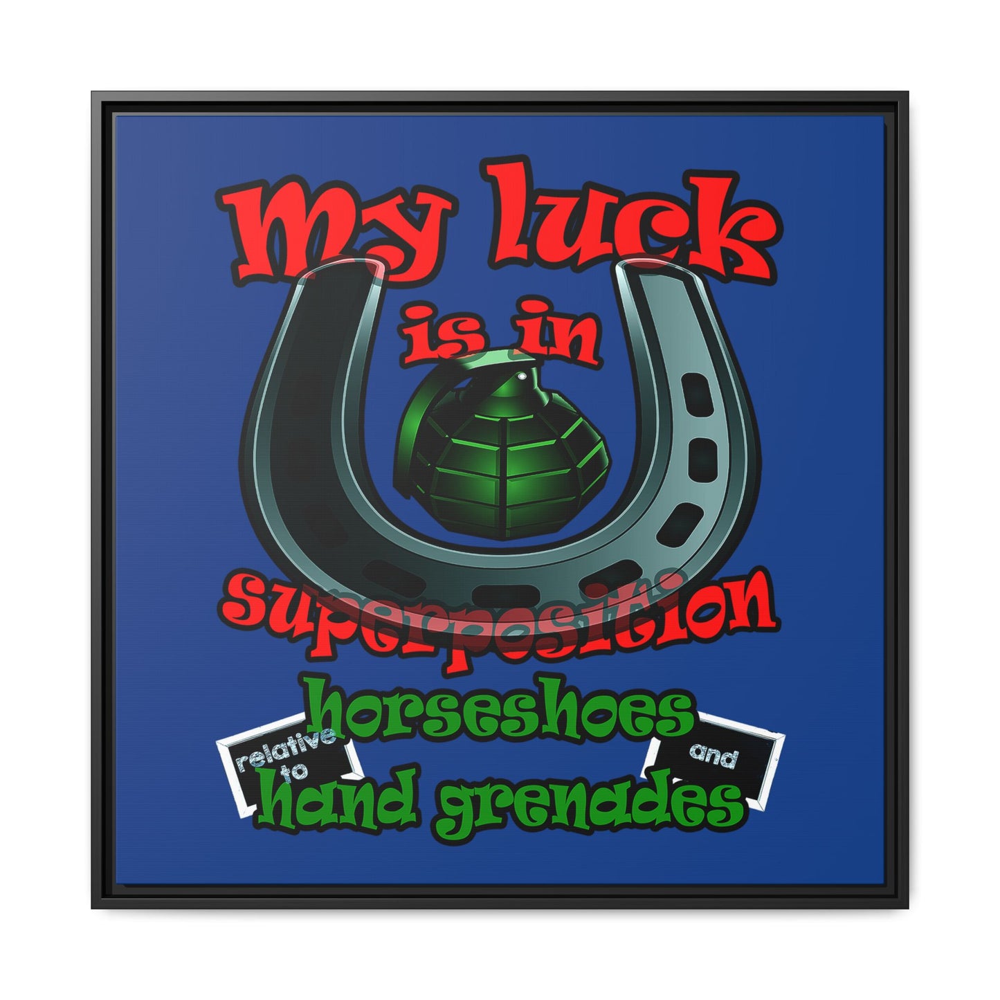 my luck - framed canvas art (dark blue)