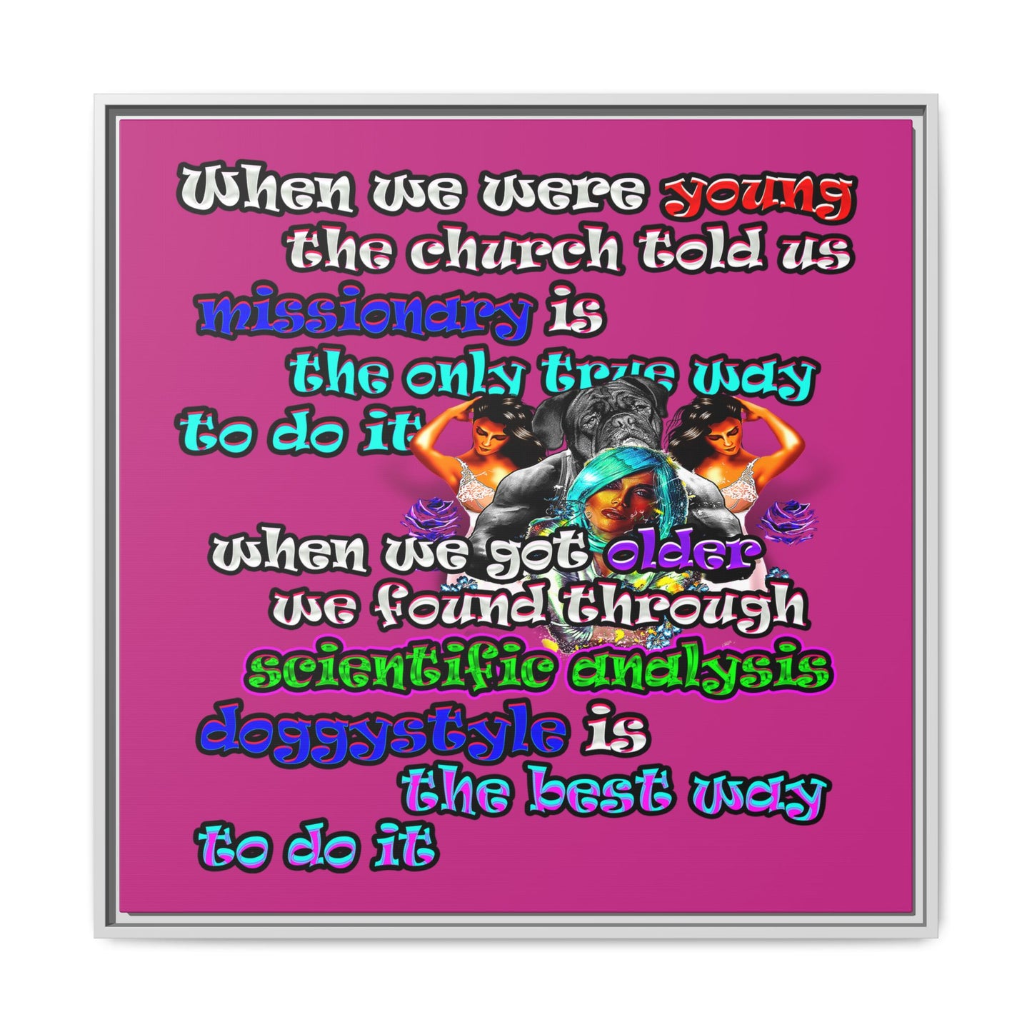 doggystyle - framed canvas art (pink)