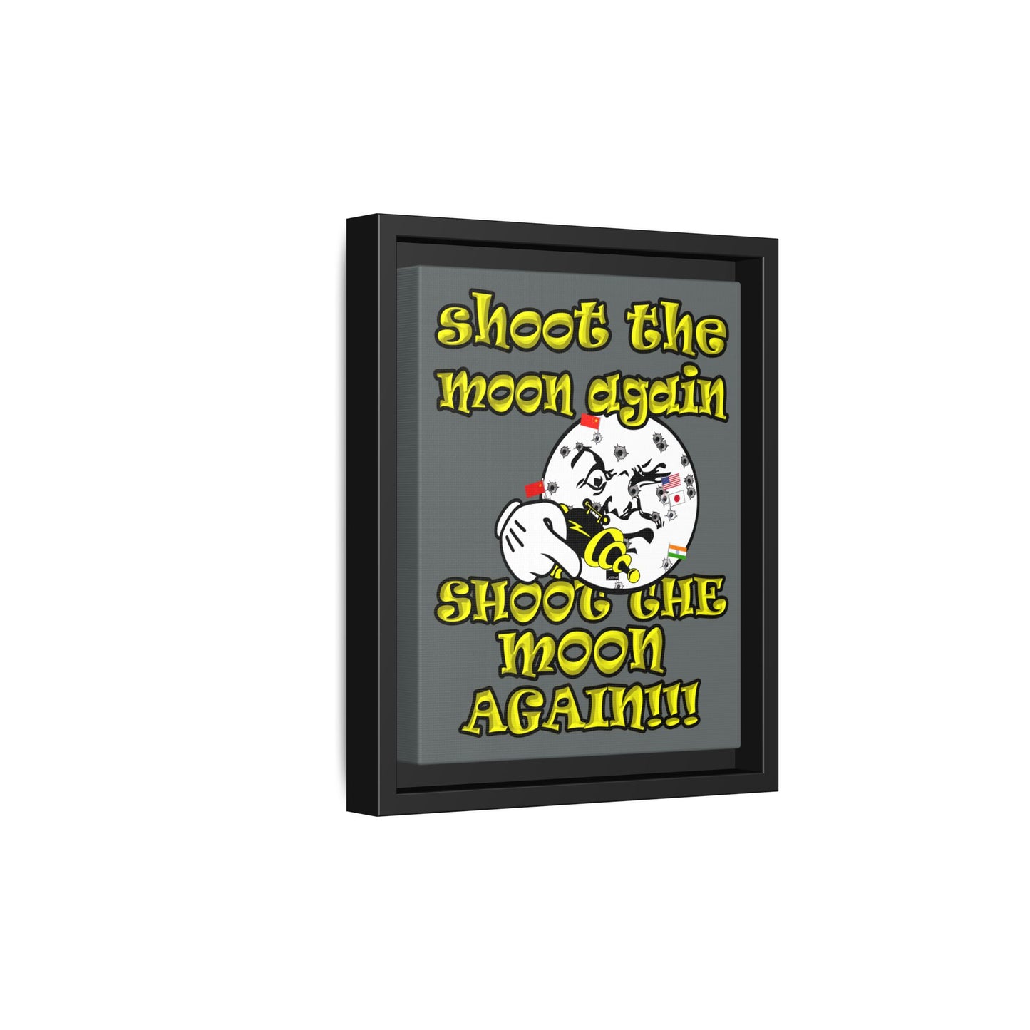 shoot the moon again - framed canvas art (dark grey)