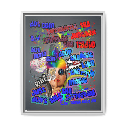 drop the beat - framed canvas art (grey-light grey)