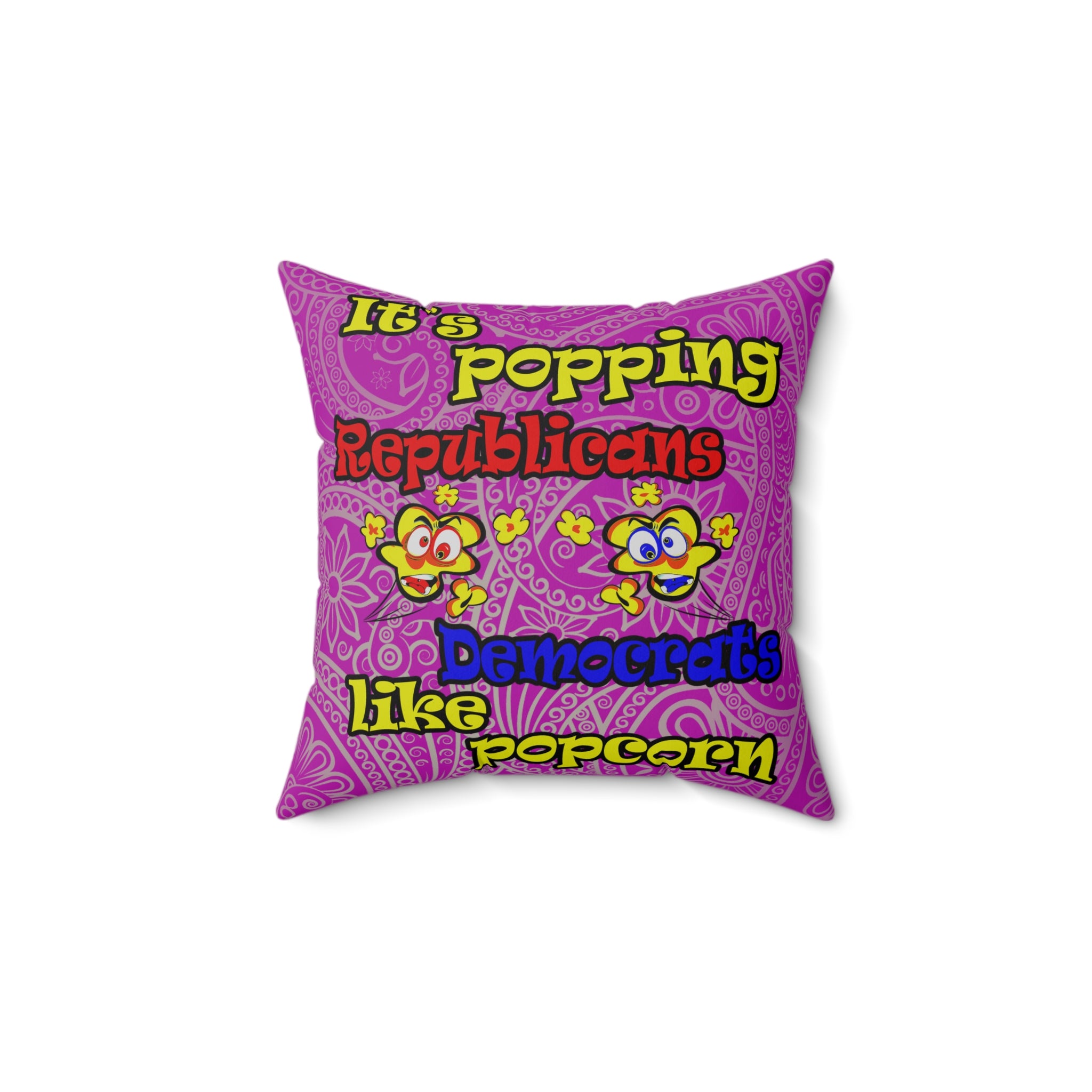 popping like popcorn - Spun Polyester Square Pillow - (pink swirl)
