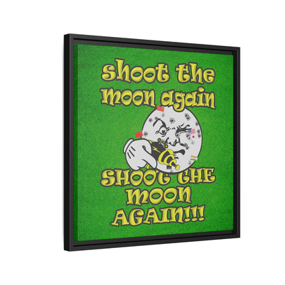 shoot the moon again - framed canvas art (green turf)