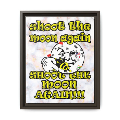 shoot the moon again - framed canvas art (white marble)