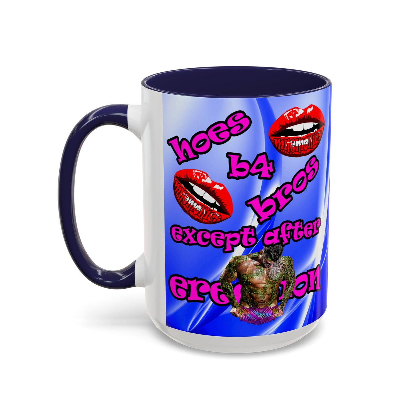 hoes b4 bros - Accent Mug (blue-white wave)