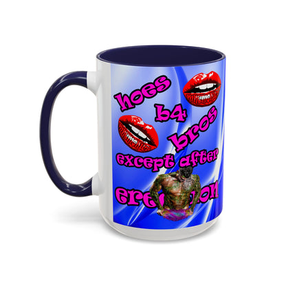 hoes b4 bros - Accent Mug (blue-white wave)