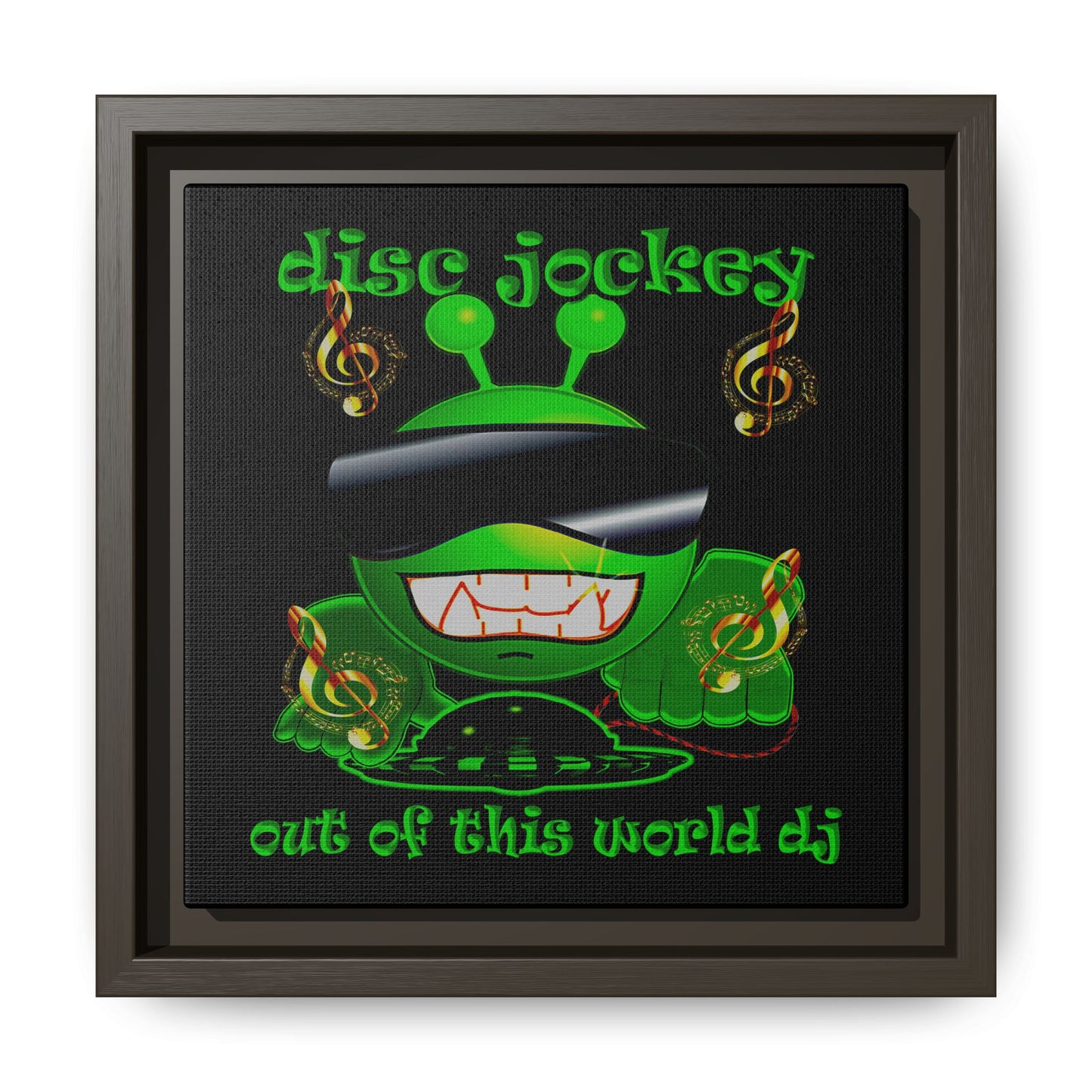 disc jockey - framed canvas art (black)