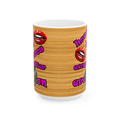 hoes b4 bros - White Mug (butterscotch wood finish)