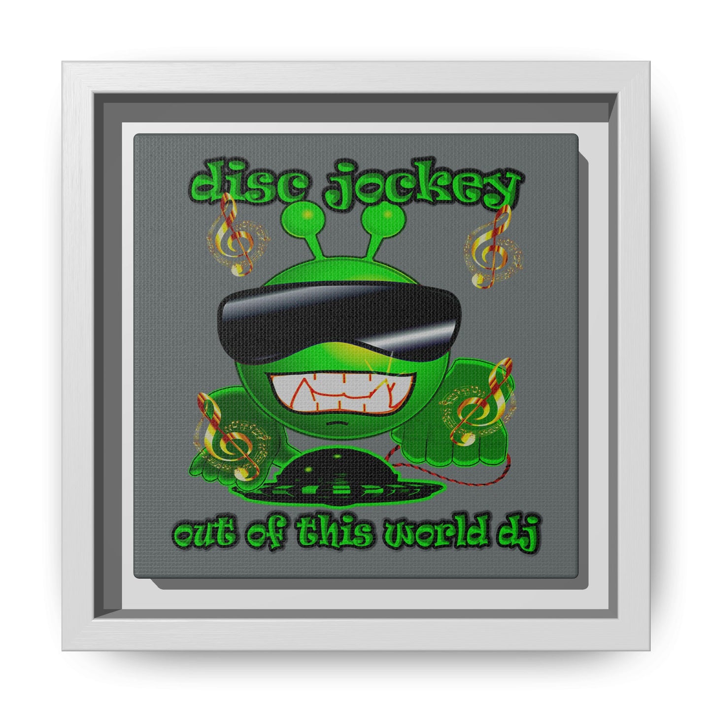 disc jockey - framed canvas art (dark grey)