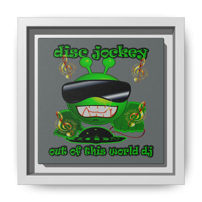 disc jockey - framed canvas art (dark grey)