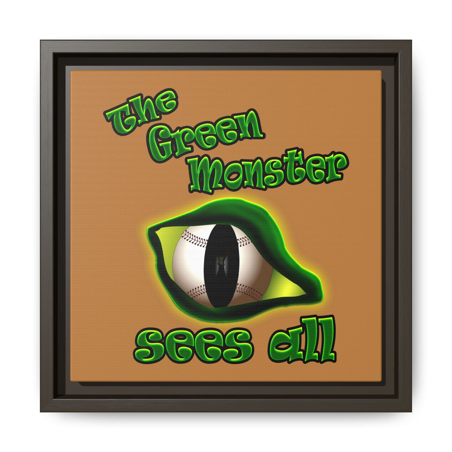 green monster - framed canvas art (light brown)