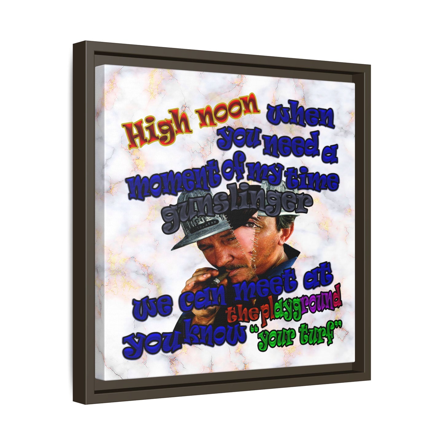 high noon - framed canvas art (white marble)