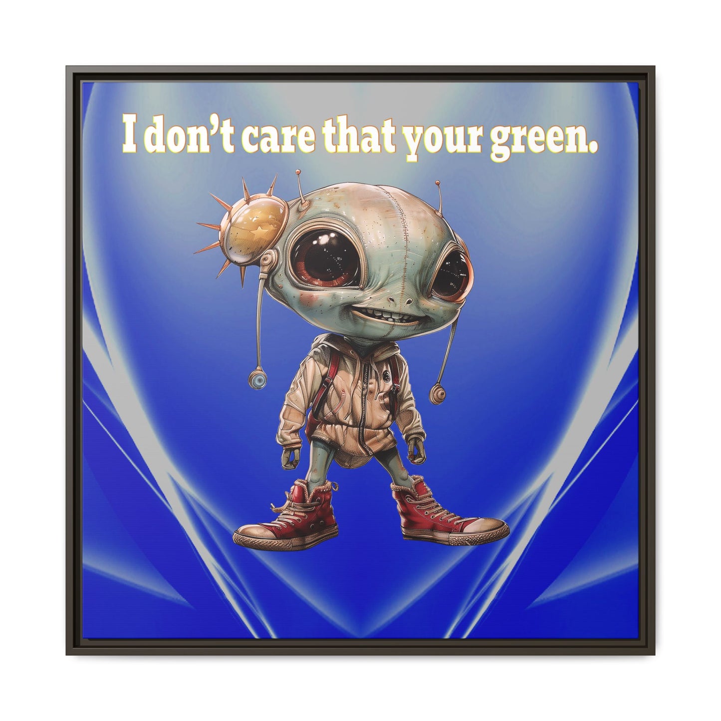 I don't care that your green - framed canvas art (blue-white wave)