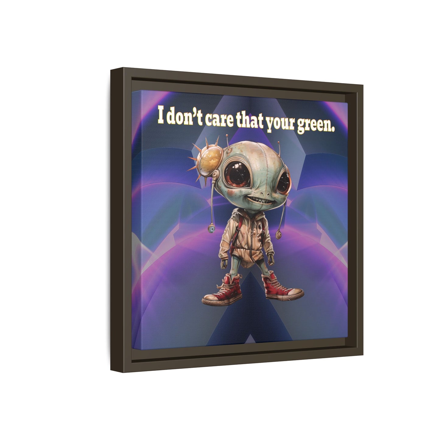 I don't care that your green - framed canvas art (grey-pink wave)