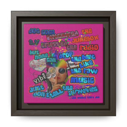 drop the beat - framed canvas art (pink)