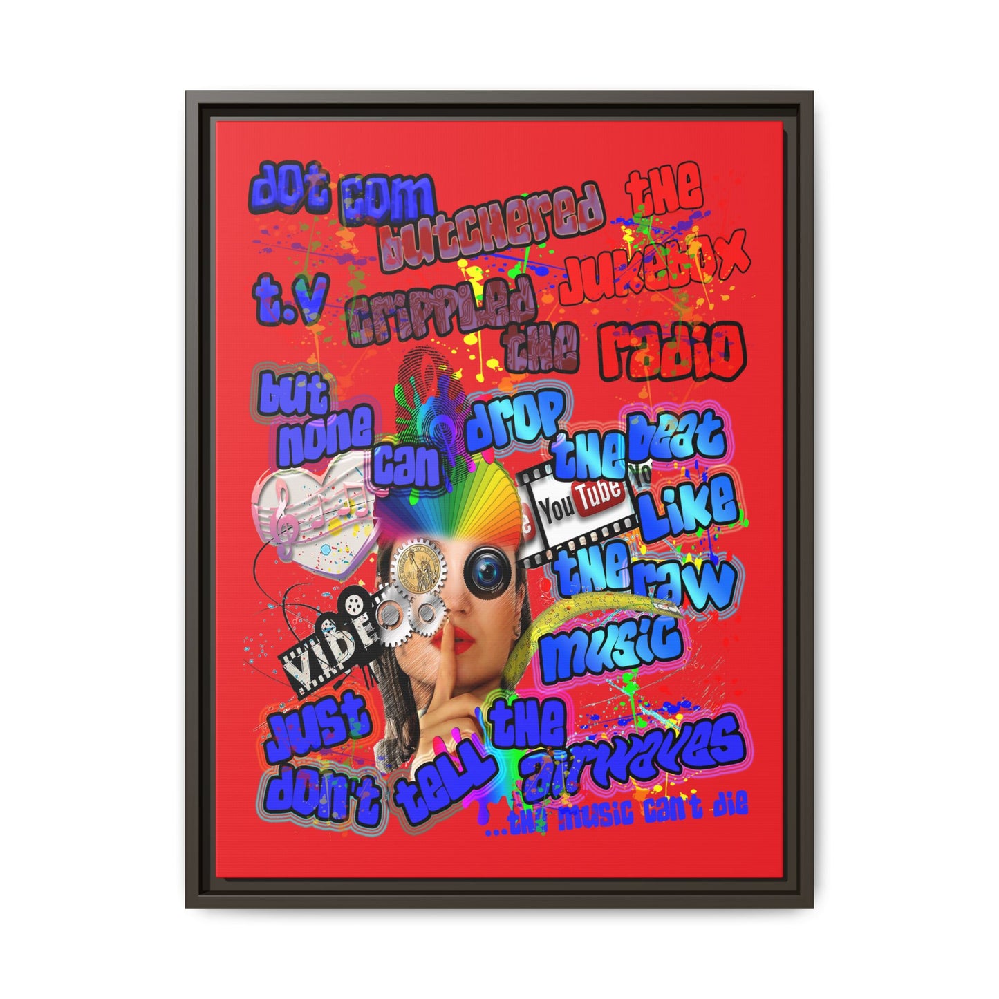 drop the beat - framed canvas art (red)