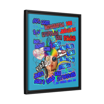 drop the beat - framed canvas art (turquoise)