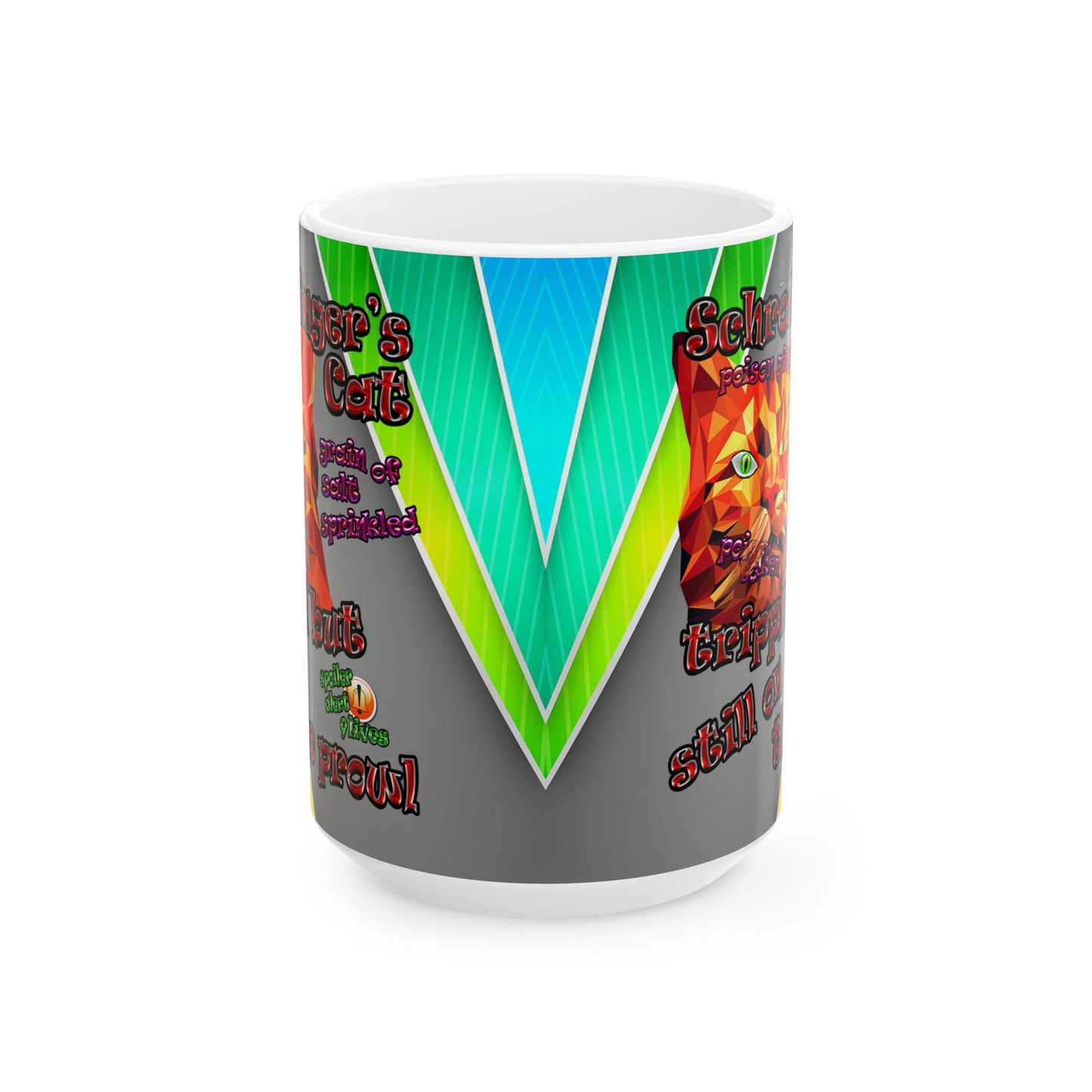 schrodinger's cat - White Mug (rainbow split)