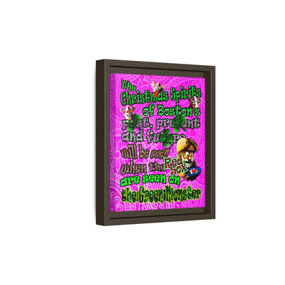 christmas spirits of boston - framed canvas art (pink swirl)