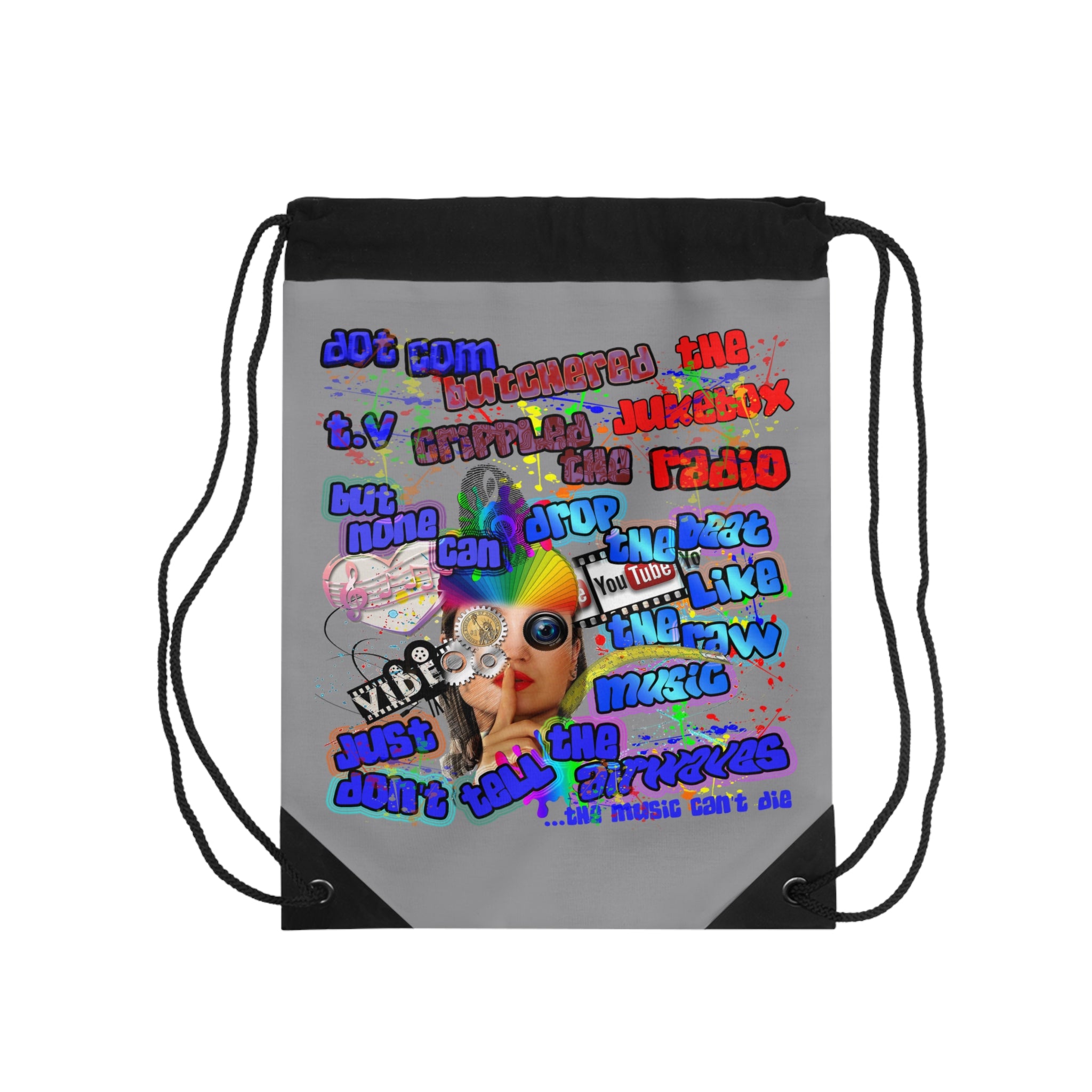 drop the beat - Drawstring Bag (grey)