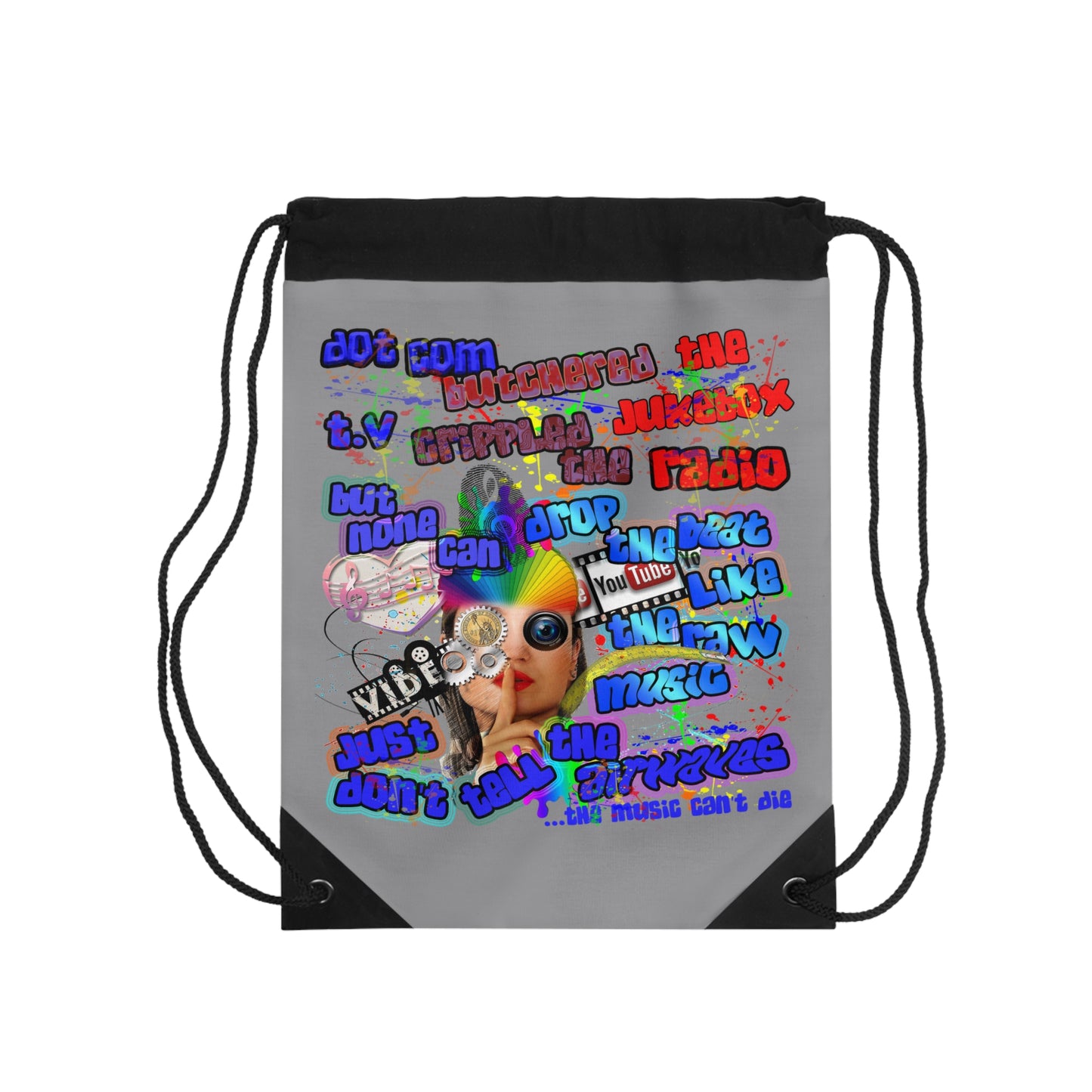 drop the beat - Drawstring Bag (grey)