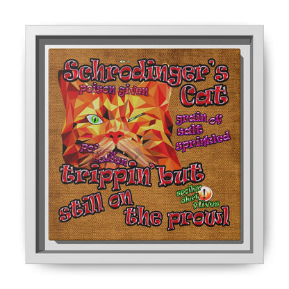 schrodinger's cat - framed canvas art (brown papyrus)