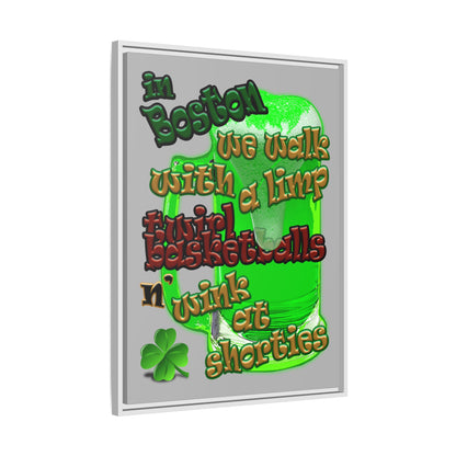 celtics logo - framed canvas art (light grey)
