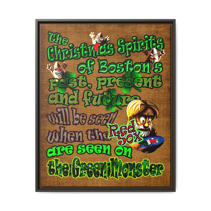 christmas spirits of boston - framed canvas art (brown papyrus)
