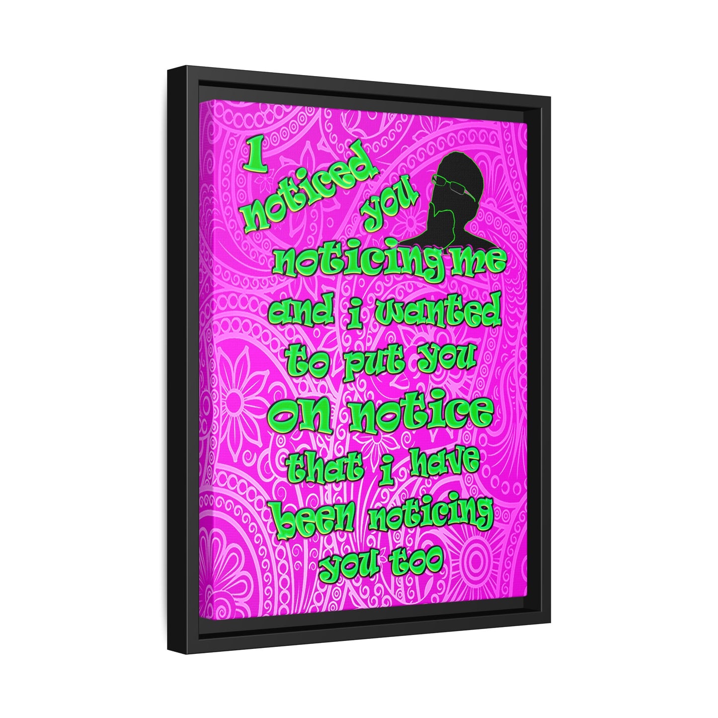 noticed you noticing - framed canvas art (pink swirl)