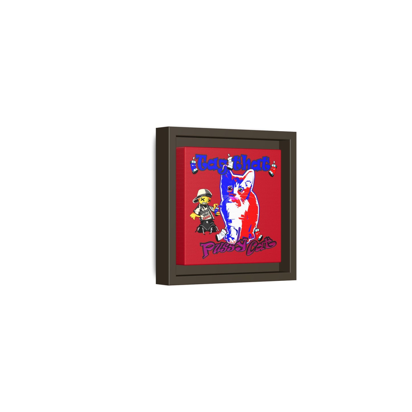 tag that - framed canvas art (dark red)