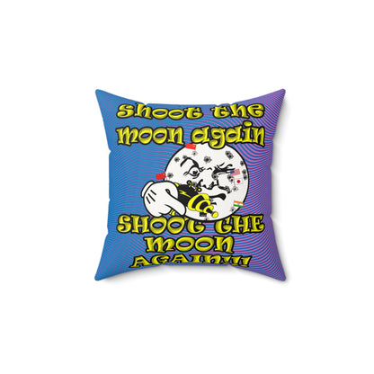 shoot the moon again - Faux Suede Square Pillow - (light blue-purple wave)