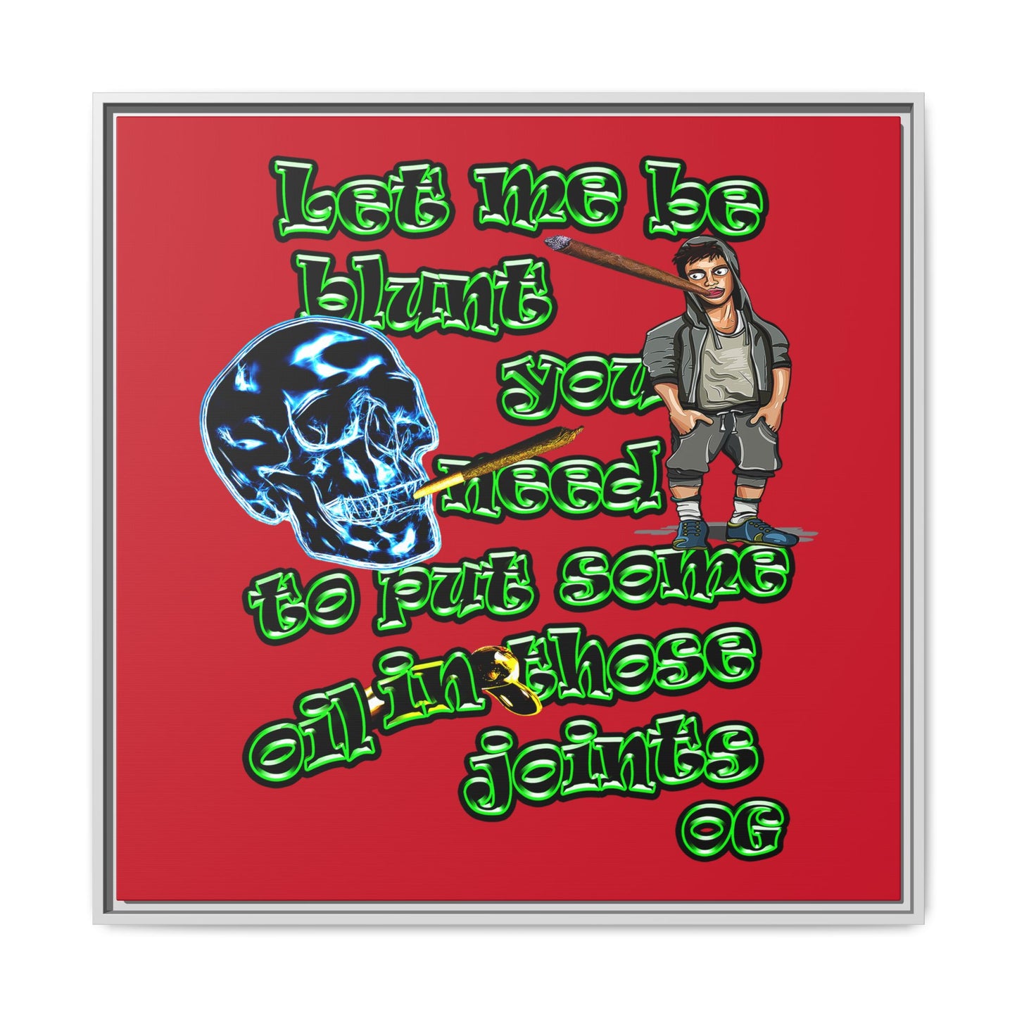 og - framed canvas art (dark red)