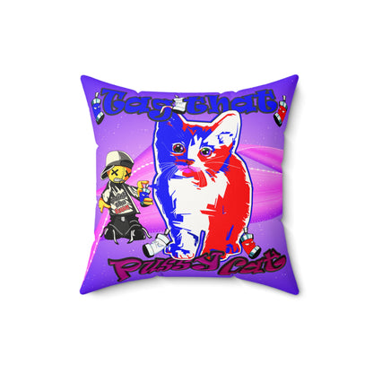 tag that - Faux Suede Square Pillow - (purple-pink wave)