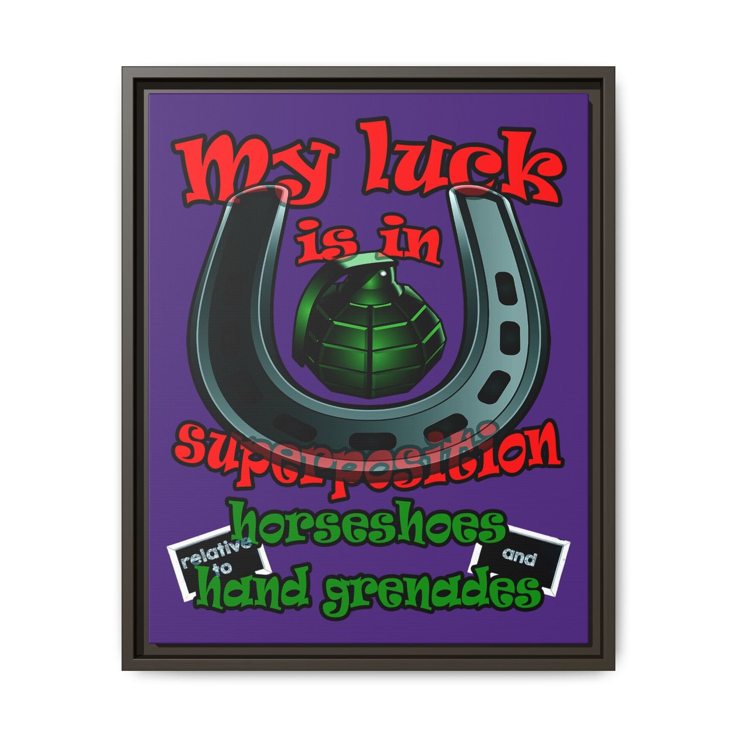 my luck - framed canvas art (purple)