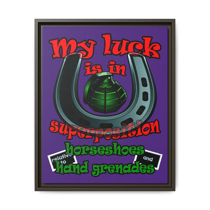 my luck - framed canvas art (purple)