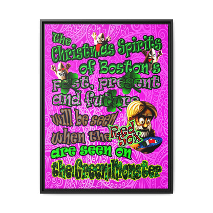 christmas spirits of boston - framed canvas art (pink swirl)