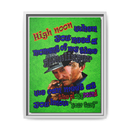high noon - framed canvas art (green turf)