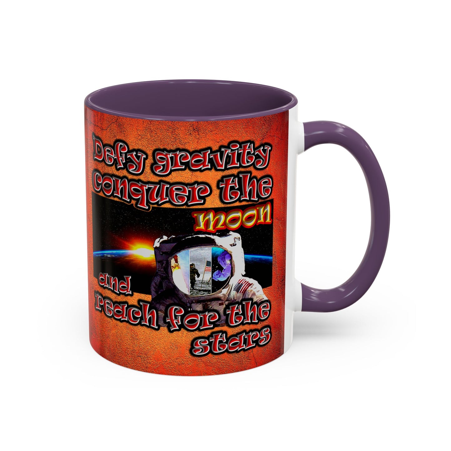 defy conquer reach - Accent Mug (burnt orange)
