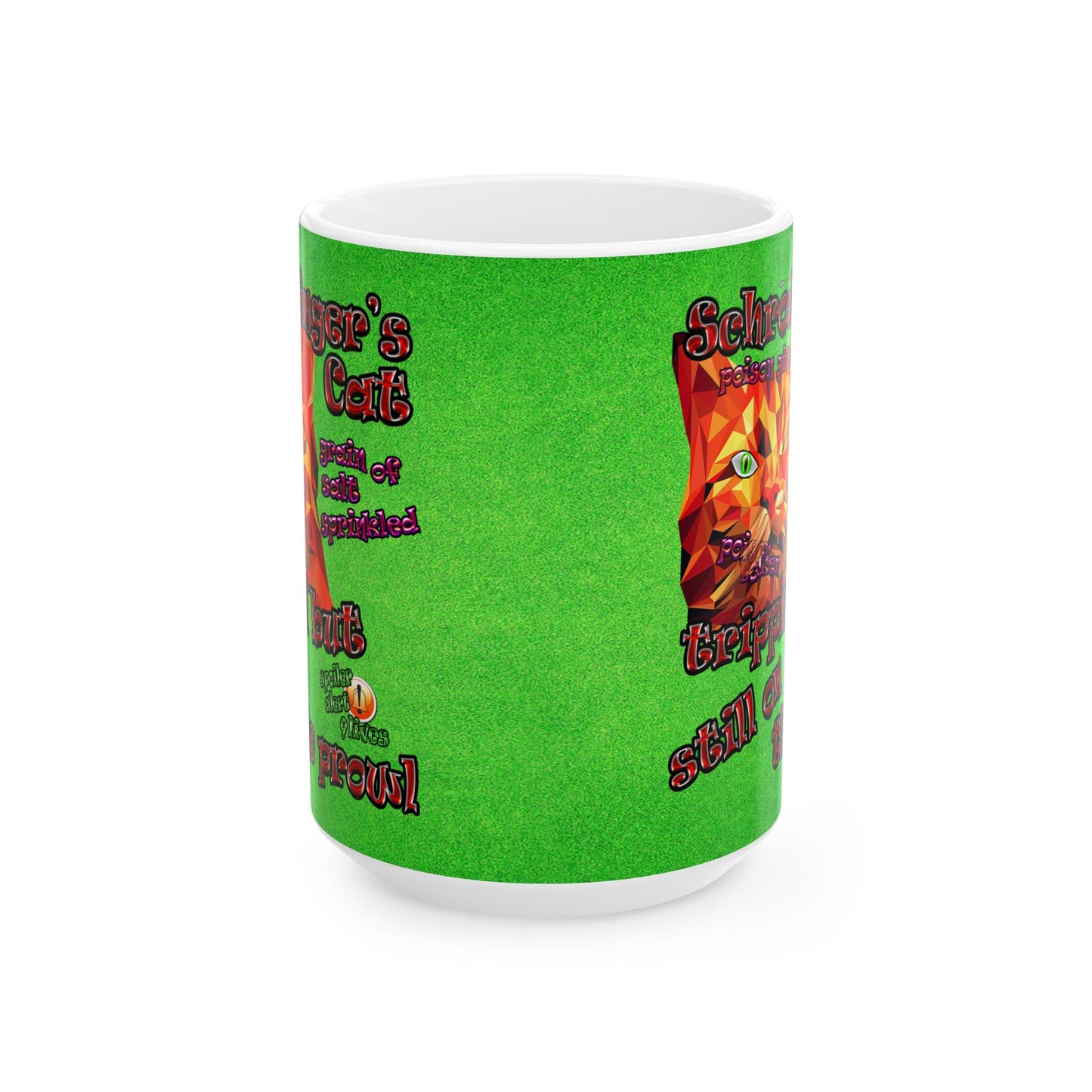 schrodinger's cat - White Mug (green turf)